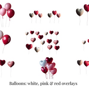21 x Balloons white pink red Overlays
