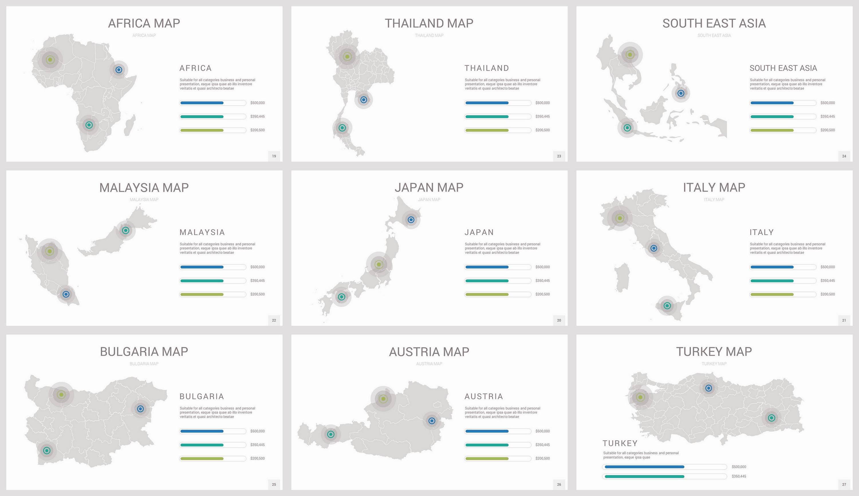 Customized Editable Map Powerpoint Template, World Map Powerpoint Fully ...