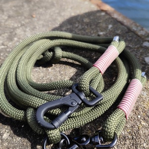 Hundeleine aus robusten Segeltau/Nylon, 3 fach verstellbar mit Sicherheits Karabiner und Schloss Bild 1