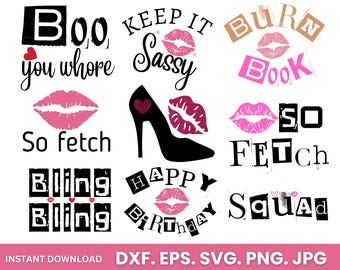 ミーン・ガールズ SVG バンドル、生意気な映画の名言集（即時ダウンロード）