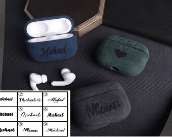 Custom Name Alcantara AirPods Pro 2 Case: Personalized Earphone Cover