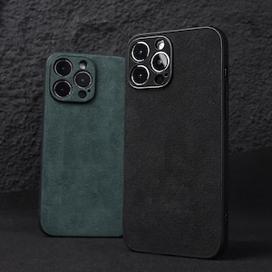 Alcantara iPhone-serie hoesje, iPhone 16/15/15 Pro/15 Pro Max, monogram initialen voor 14/13/12 Pro Max, origineel ontwerp aangepaste telefoonhoes