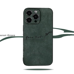 Aangepaste autotekst alcantara iPhone 16/15 Pro/15 Pro Max-hoesje, monogram initialen voor 14/13/12 Pro Max, origineel ontwerp aangepaste telefoonhoes