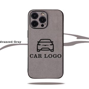 Aangepast autologo alcantara iPhone 16/15 Pro/15 Pro Max-hoesje, monogram initialen voor 14/13/12 Pro Max, origineel ontwerp aangepaste telefoonhoes