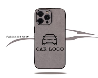 Custom Car Logo Alcantara iPhone Case: Monogram Initials