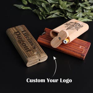 Niestandardowy drewniany lejek do gry w bule / One Hitter i narzędzie do czyszczenia, domowej roboty lejek do gry w bule / pudełko na papierosy, logo grawerowane laserowo, niestandardowy prezent na Dzień Ojca