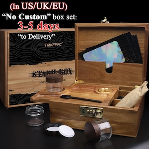 Personalisierte Holz Aufbewahrungsbox mit Hygrometer, individuelles Logo entwickelt, Premium Akazienholz, Passwortschloss mit Tablett, 3 Gläser, perfektes Geschenk