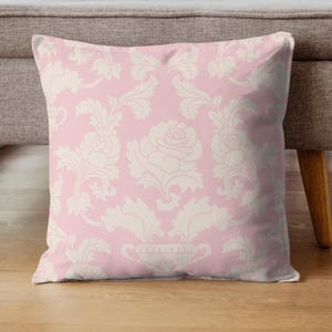 Vintage Toile Pink Floral Square Pillow