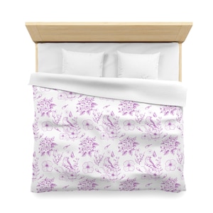 Lavender Bedding Duvet Cover Bird and Floral Cozy Elegant Bedding Luxury Bedding Summer Flower Bedding Blanket Cover