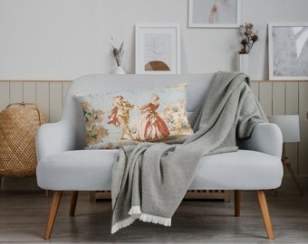 Poduszka lędźwiowa z motywem vintage toile: europejskie tancerki, poduszka na sofę w kwiaty