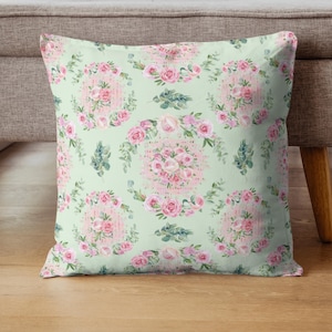 Vintage Floral Toss Pillow Old World Flowers Accent Pillow Square Decorative Retro Cushion Chair Home Decor Housewarming Gift Bedding