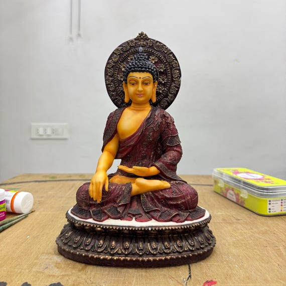 Sitting Shakyamuni Buddha Statue Hand Painted Idol-height-10.5