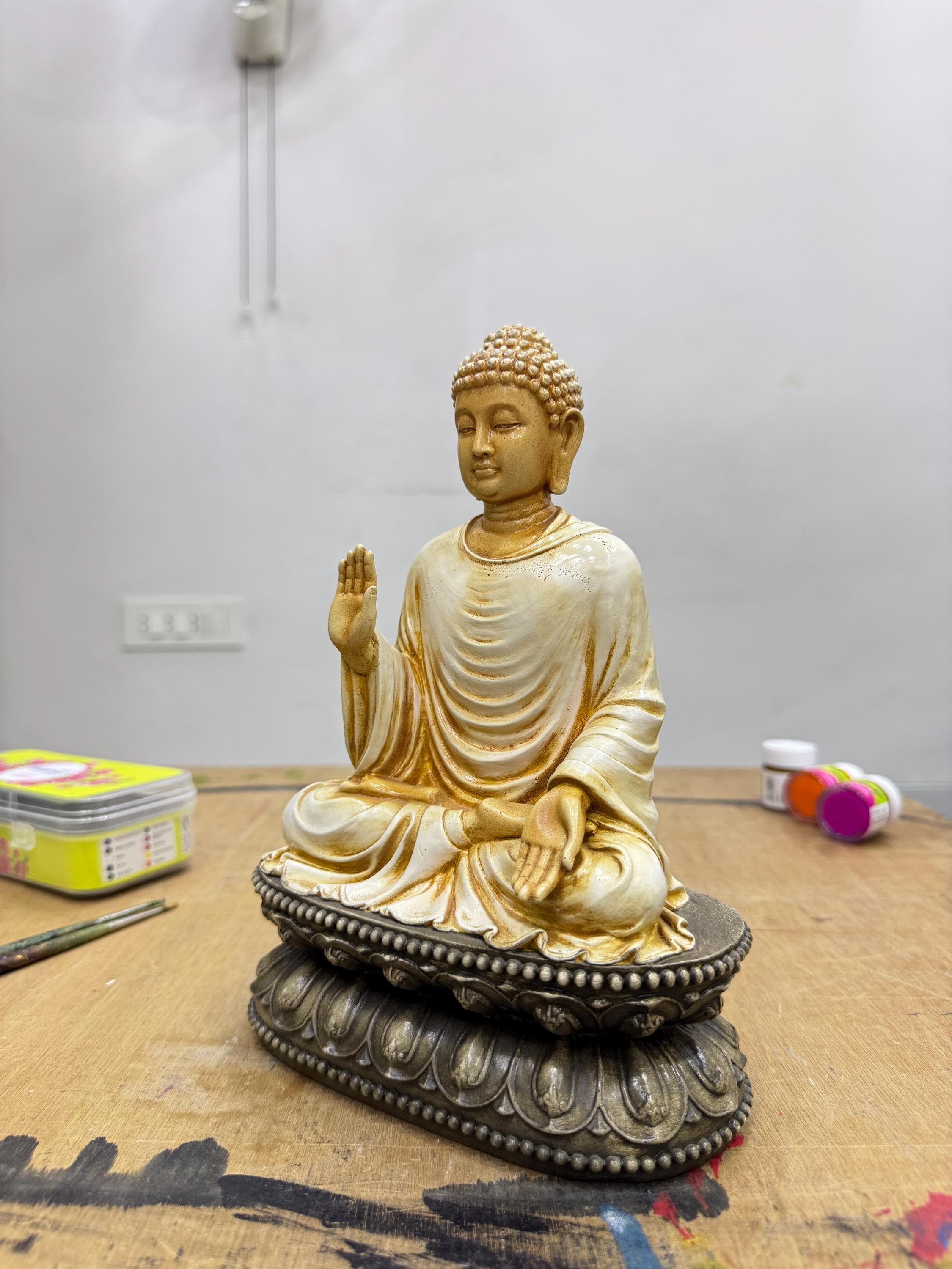 Sitting Shakyamuni Buddha Statue Hand Painted Idol-height-10.5