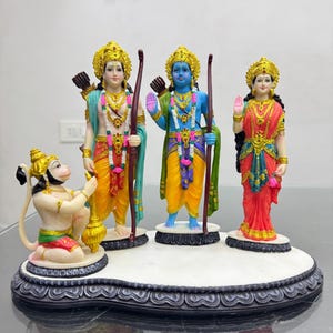 Ram Darbar Idol-Rama Family-Ram Lakshman Hanuman Sita-Height-8 Inches-Resin