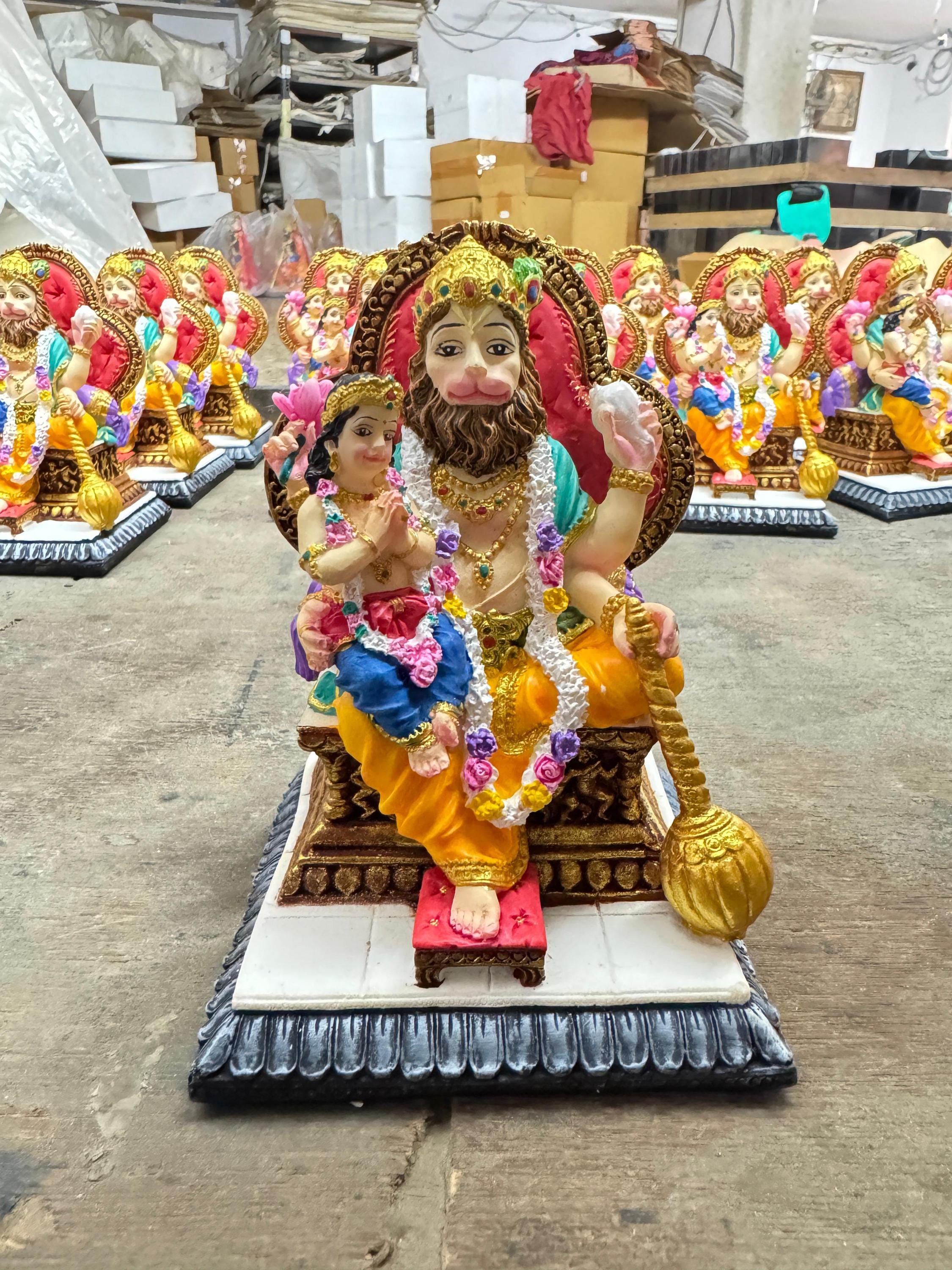 Narsimha Sitting With Prahlad on Stage-handpainted-height-5