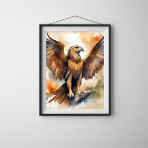 Griffon mystique - impression d'art numérique fantastique, art créature mythique aquarelle, créature mythique griffon