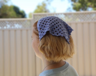 Cotton Crochet Bandana, Boho Gift for Adults, Teens and Children, Fashion Hair Accessory