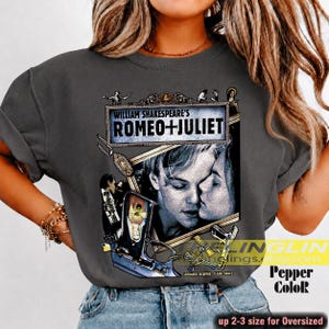 Romeo + Julia 1996 Unisex Softstyle T-Shirt, Liebesfilm-/Krimi-Shirt, Shakespeare-Literatur-Shirt, Klassiker-Film-Shirt, Geschenk für Bücherwürmer