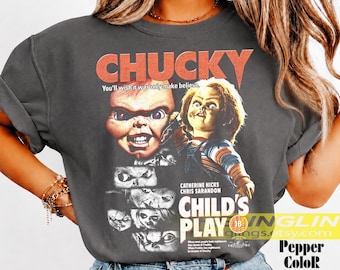Chucky Movie Child's Play Unisex T-Shirt, Horrorfilm T-Shirt, Halloween Kostüm Shirt, Gruseliges Film Fan Geschenk, 80er Jahre Film Bekleidung