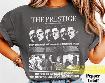The Prestige 2006 Thriller Sci-fi Unisex Softstyle T-Shirt, Movie Tee, Film Lover Gift, Cinema Apparel, Mystery Graphic Top FD