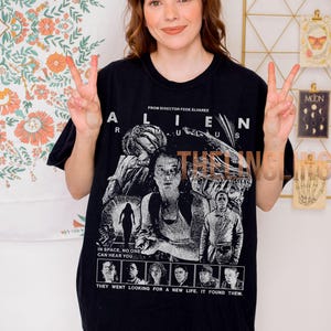 Alien Romulus 2024 Softstyle T-Shirt, Horror Sci-fi Tee, Extraterrestrial Spaceship Gift, UFO Lover Shirt, Galaxy Alien Invasion Top