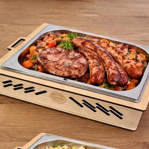HOTTI / COLDI - elegante chapa de aquecimento/resfriamento para qualquer churrasco - gravação a laser de CO2 - ideal para pequenos churrascos de 2 a 4 pessoas