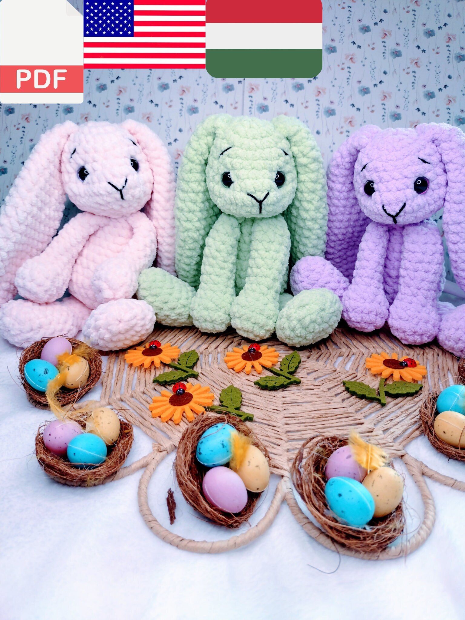 Floppy Bunny NO SEW Crochet Pattern,amigurumi Rabbit Pattern, Amigurumi ...