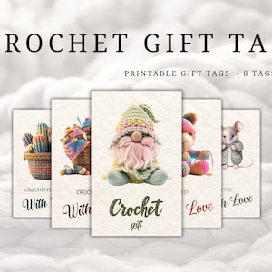 Etiqueta de regalo tejida a crochet con amor Etiqueta de regalo tejida a crochet - 8 piezas - Descarga digital en PDF