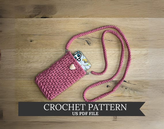 Crochet Phone Bag Pattern PDF, Crochet Phone Case crossbody bag US written pattern