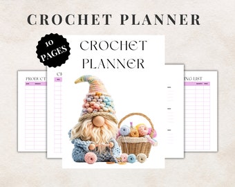 Crochet planner project journal - 10 Pages - Printable PDF - 3 sizes A4, A5 and US Letter
