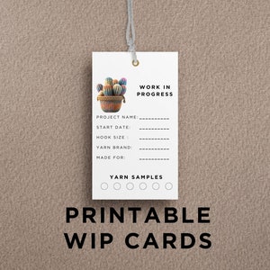 Work In Progress Tags, WIP Cards, Crochet and Knitting Project Tracker - Digital Download