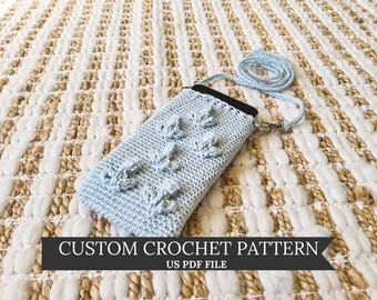 Crochet Phone Bag Pattern PDF, Floral Crochet Phone Case crossbody bag US written pattern
