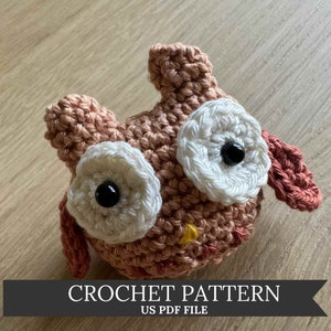 Gehaakte uilpatronen sleutelhanger - schattige Amigurumi uil - Engelse instructies met foto&#39;s digitale download