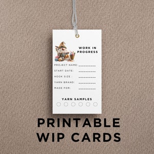 Work In Progress Cards, Tag for Handmade Crochet and Knitted Projects Tracker - Digital Download