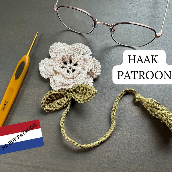 Haakpatroon Bloem Boekenlegger | Crochet Bookmark Pattern Floral with Leaves Minimalistic Easy Crochet  Bookmark Nederlands Patroon Digitaal