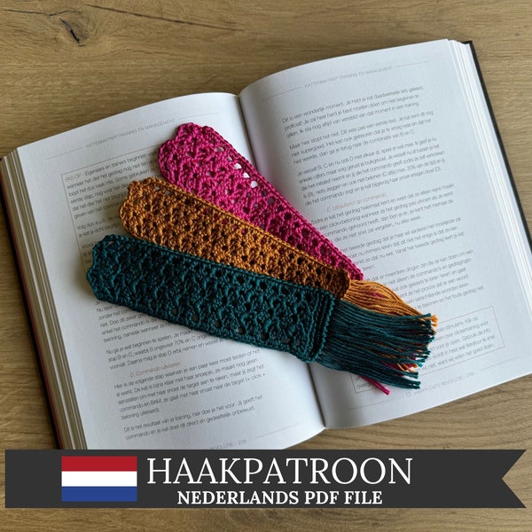 Haakpatroon Boekenlegger makkelijk patroon met geschreven instructies en foto's digitale download Nederlands patroon