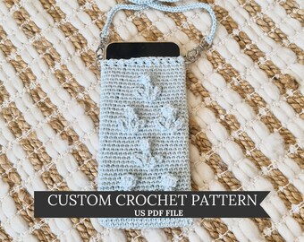 Boho Crochet Pattern Phone Case | Bobble Flower Crossbody Bag | US written pattern