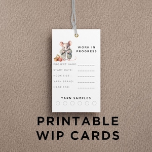 WIP Project Card, Crochet and Knitting Project Cards, - Digital Download
