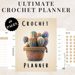 Crochet Planner Printable | Download Project Planner Crochet Journal | 49 pages Crochet Patterns and Supplies | A4, A5, and US letter Size