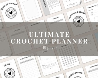 Ultimate Crochet Planner Printable Journal  49 Pages  in  A4, A5 en US Letter size Digital PDF Download
