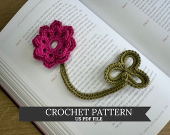 Crochet Bookmark Pattern Flower Rose Minimalistic Easy Floral Crochet with Detailed English Instructions with Photos Digital Download