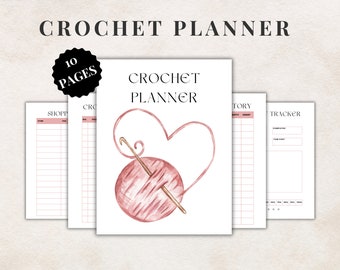 Crochet Planner PDF en Journal Project Planner for Crocheter - 10 Pages - Printable PDF - 3 sizes A4, A5 and US Letter