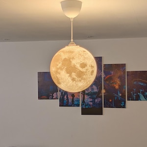 Moon Lamp 30 cm – Ceiling Lamp with Crater Relief, Warm Light | LED Set or Shade | Living Room, Children's Room