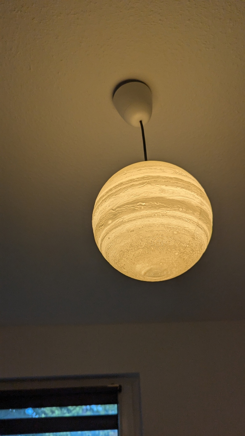 Jupiter Pendant Lamp 205 mm – 3D-printed pendant light | Fully functional ceiling lamp made of PLA with E27 socket and LED for living room, children's room image 4