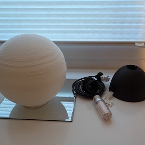 Jupiter Pendant Lamp 205 mm – 3D-printed pendant light | Fully functional ceiling lamp made of PLA with E27 socket and LED for living room, children's room E27 Set Schwarz