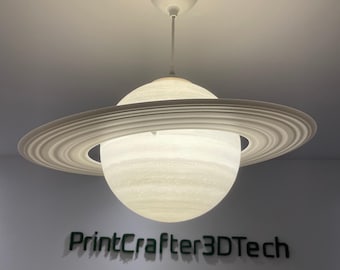 Saturn pendant lamp Ø 500 mm – 3D-printed ceiling light made of PLA – available with E27 LED set (black, white) or lampshade only