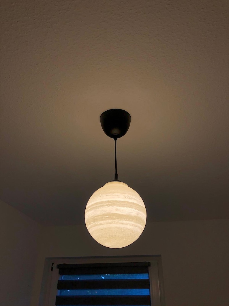 Jupiter Pendant Lamp 205 mm – 3D-printed pendant light | Fully functional ceiling lamp made of PLA with E27 socket and LED for living room, children's room image 7