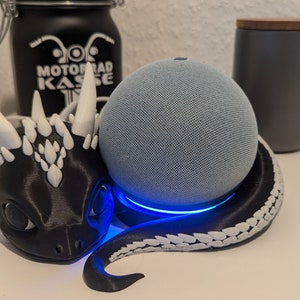 Supporto a forma di drago stampato in 3D per Echo Dot 4 e 5 - Bianco e nero