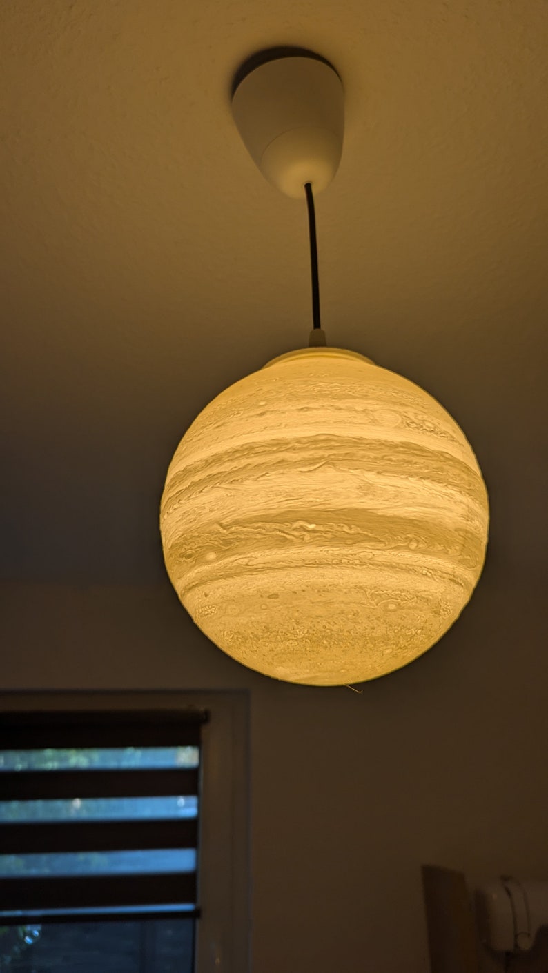 Jupiter Pendant Lamp 205 mm – 3D-printed pendant light | Fully functional ceiling lamp made of PLA with E27 socket and LED for living room, children's room image 1