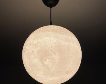 Mars Hanging Lamp 300 mm – 3D printed planet lamp made of PLA – Ceiling lamp with or without E27 socket and LED – Handmade in Germany